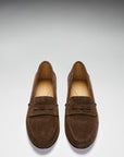 Women's Penny Loafers Leather Sole, brown suede