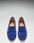 Women's Penny Loafers Leather Sole, ink blue suede