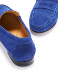 Women's Penny Loafers Leather Sole, ink blue suede