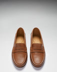 Women's Penny Loafers Leather Sole, tan leather