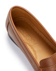 Women's Penny Loafers Leather Sole, tan leather