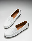 Women's Tyre Sole Penny Loafers, white leather