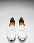 Women's Tyre Sole Penny Loafers, white leather