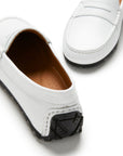 Women's Tyre Sole Penny Loafers, white leather