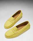 Women's Penny Driving Loafers, yellow embossed suede
