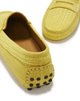 Women's Penny Driving Loafers, yellow embossed suede