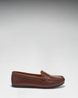 Women's Penny Driving Loafers Full Rubber Sole, brown leather