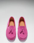 Women's Tasselled Driving Loafers, pink suede