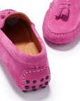 Women's Tasselled Driving Loafers, pink suede
