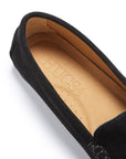 Women's Tasselled Driving Loafers Full Rubber Sole, black suede