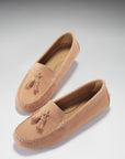 Women's Tasselled Driving Loafers, peach suede