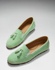 Women's Tasselled Espadrilles, lagoon green suede