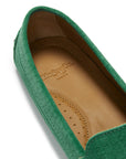 Women's Tasselled Driving Loafers, emerald embossed suede