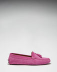 Women's Tasselled Driving Loafers, pink embossed suede
