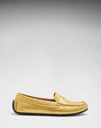 Women's Tyre Sole Penny Loafers, yellow gold leather
