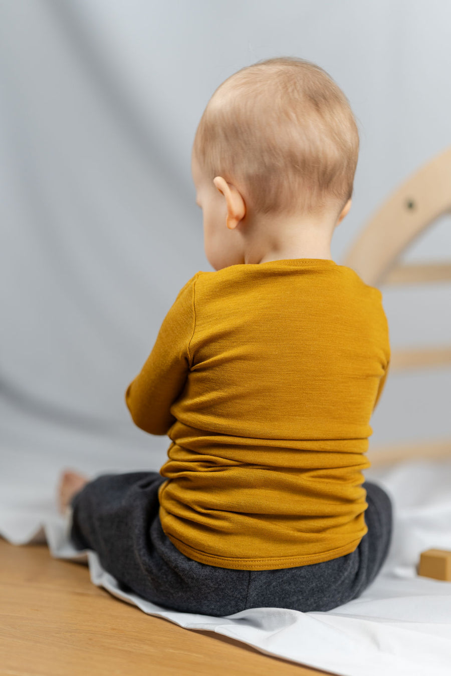 Premium organic merino wool and silk long sleeve shirt for babies, stylish and comfortable year-round by Mata Origin at brixbailey.com