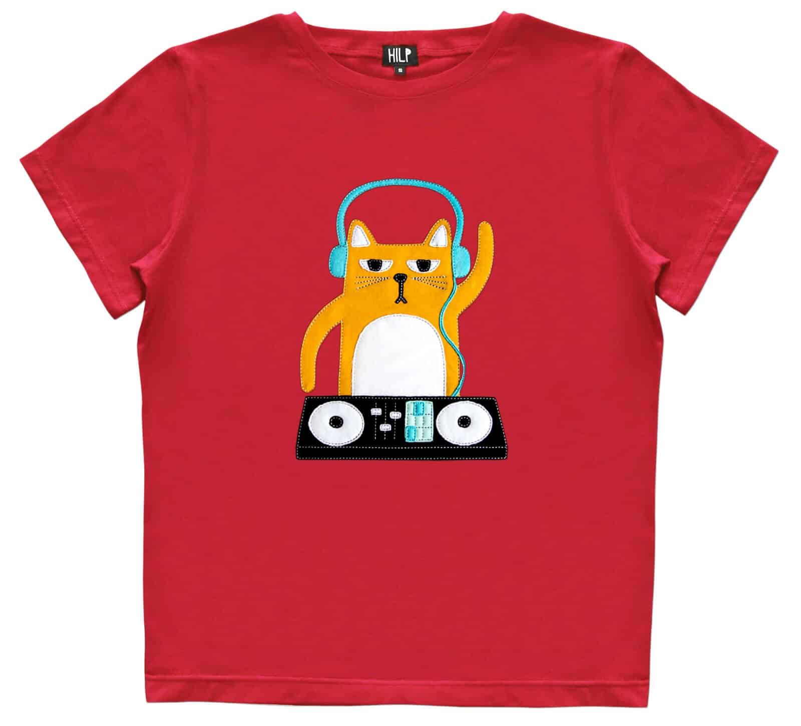 Womens DJ Cat Graphic T Shirt