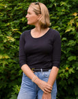 3/4 Sleeve Scoop Neck Cotton Modal T-Shirt