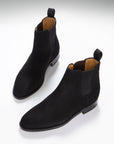 Women's Black Suede Chelsea Boots, Welted Leather Sole