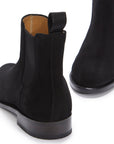 Women's Black Suede Chelsea Boots, Welted Leather Sole