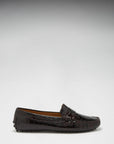 Women's Penny Driving Loafers, brown croc print patent leather