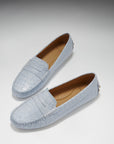 Women's Penny Driving Loafers, powder blue print patent leather