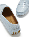 Women's Penny Driving Loafers, powder blue print patent leather