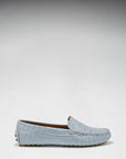Women's Penny Driving Loafers, powder blue print patent leather