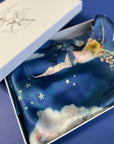 Blue silk pyjama set in 'Wonderous'  night sky Print, luxury lounge wear