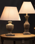 Tall Wooden Table Lamp with Linen Shade
