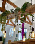 Wooden Beam Chandelier for Plants | Kitchen Island Lighting with Planter Shelf