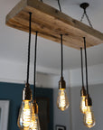 Wooden Beam Cluster Pendant Light | Reclaimed Kitchen Island & Dining Lighting UK