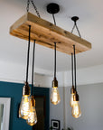 Wooden Beam Cluster Pendant Light | Reclaimed Kitchen Island & Dining Lighting UK