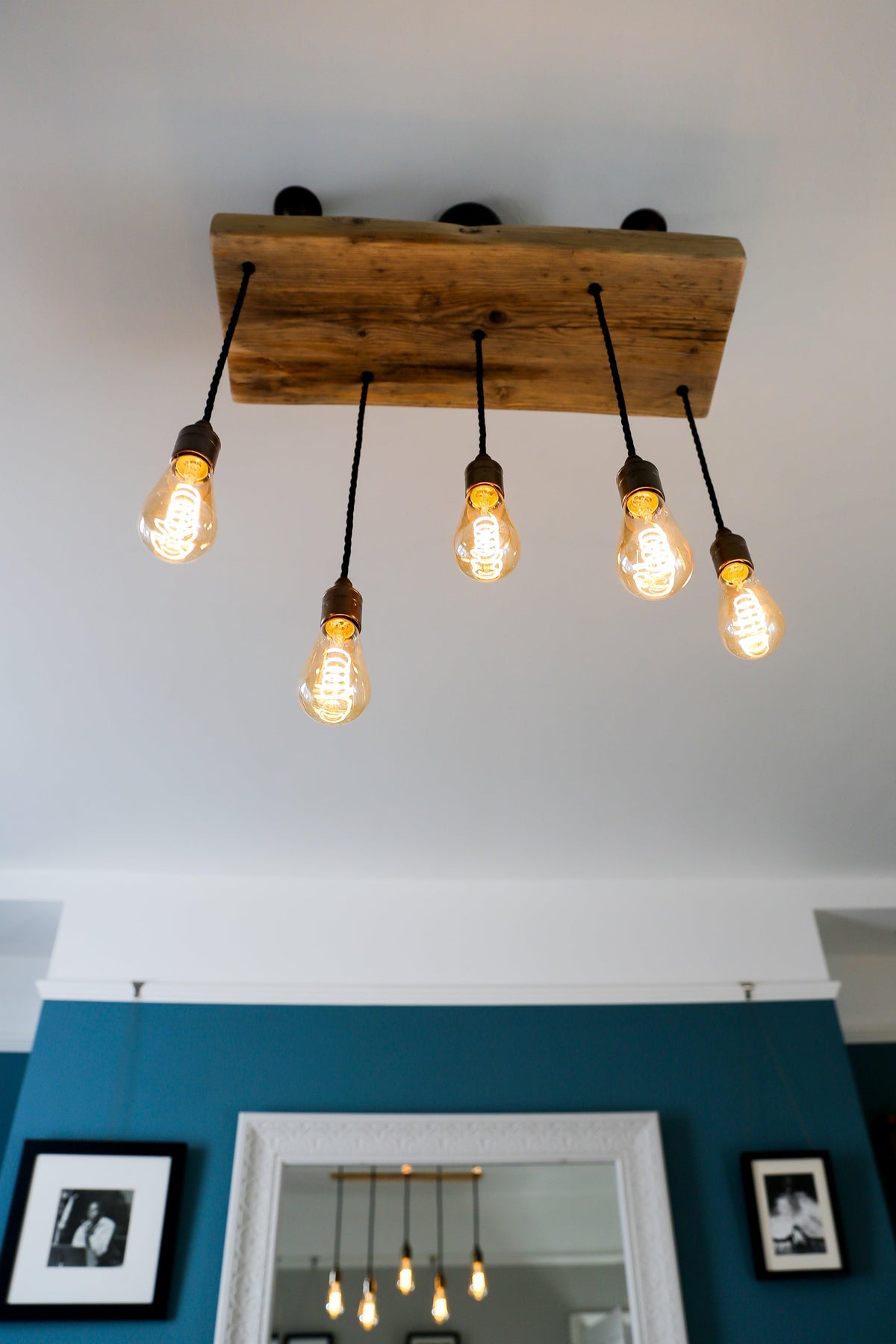 Wooden Beam Cluster Pendant Light | Reclaimed Kitchen Island &amp; Dining Lighting UK