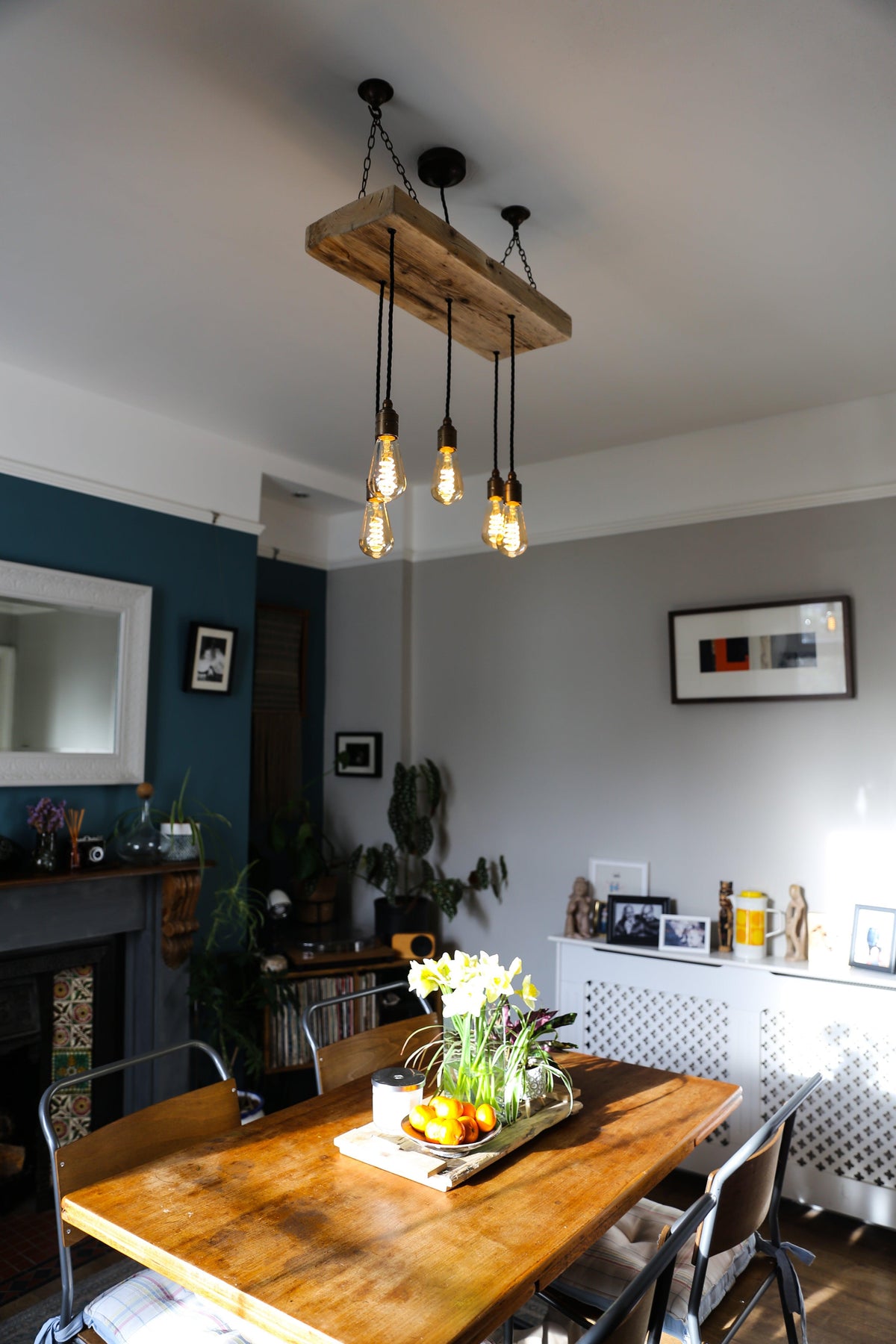 Wooden Beam Cluster Pendant Light | Reclaimed Kitchen Island &amp; Dining Lighting UK