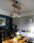 Wooden Beam Cluster Pendant Light | Reclaimed Kitchen Island & Dining Lighting UK