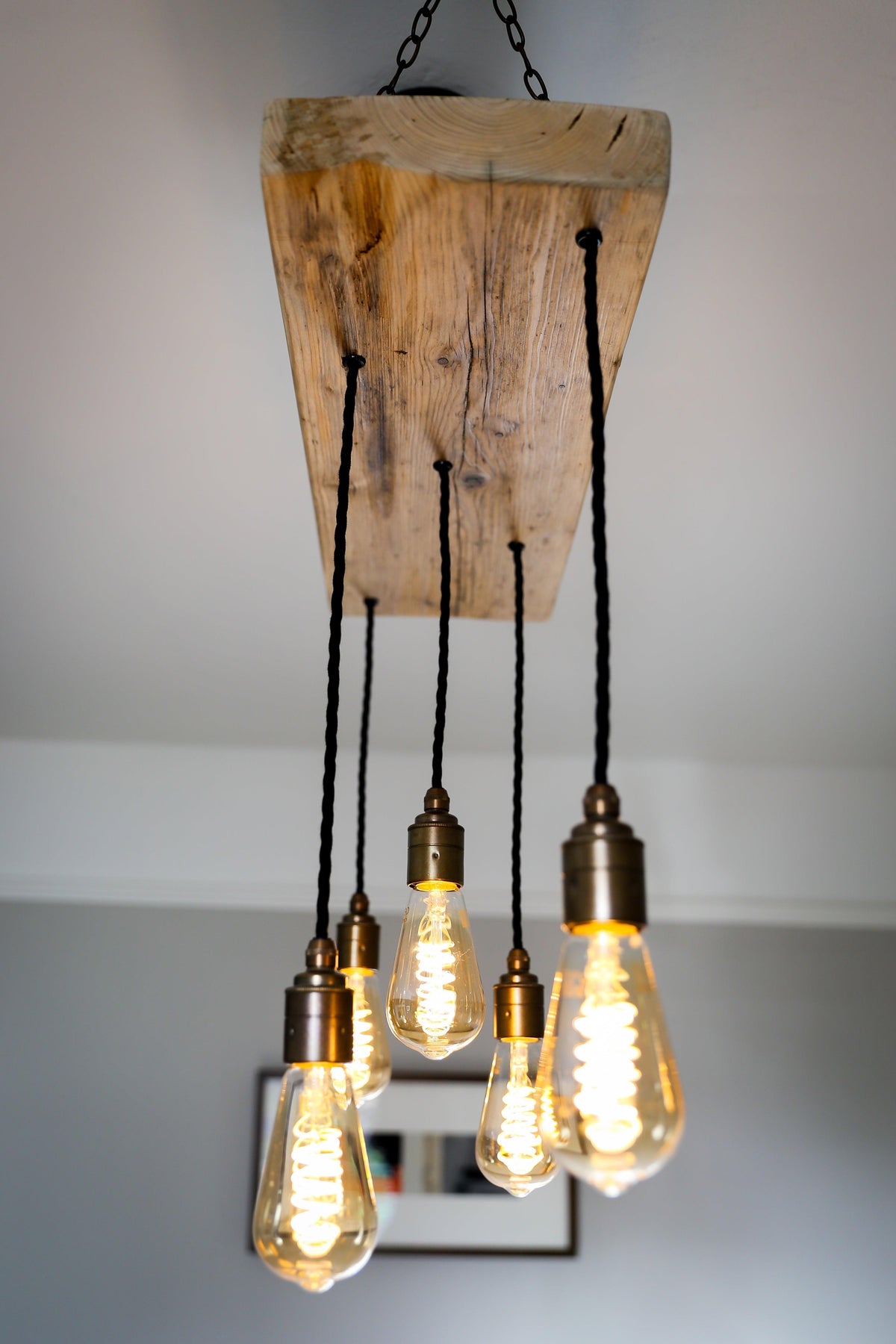 Wooden Beam Cluster Pendant Light | Reclaimed Kitchen Island &amp; Dining Lighting UK