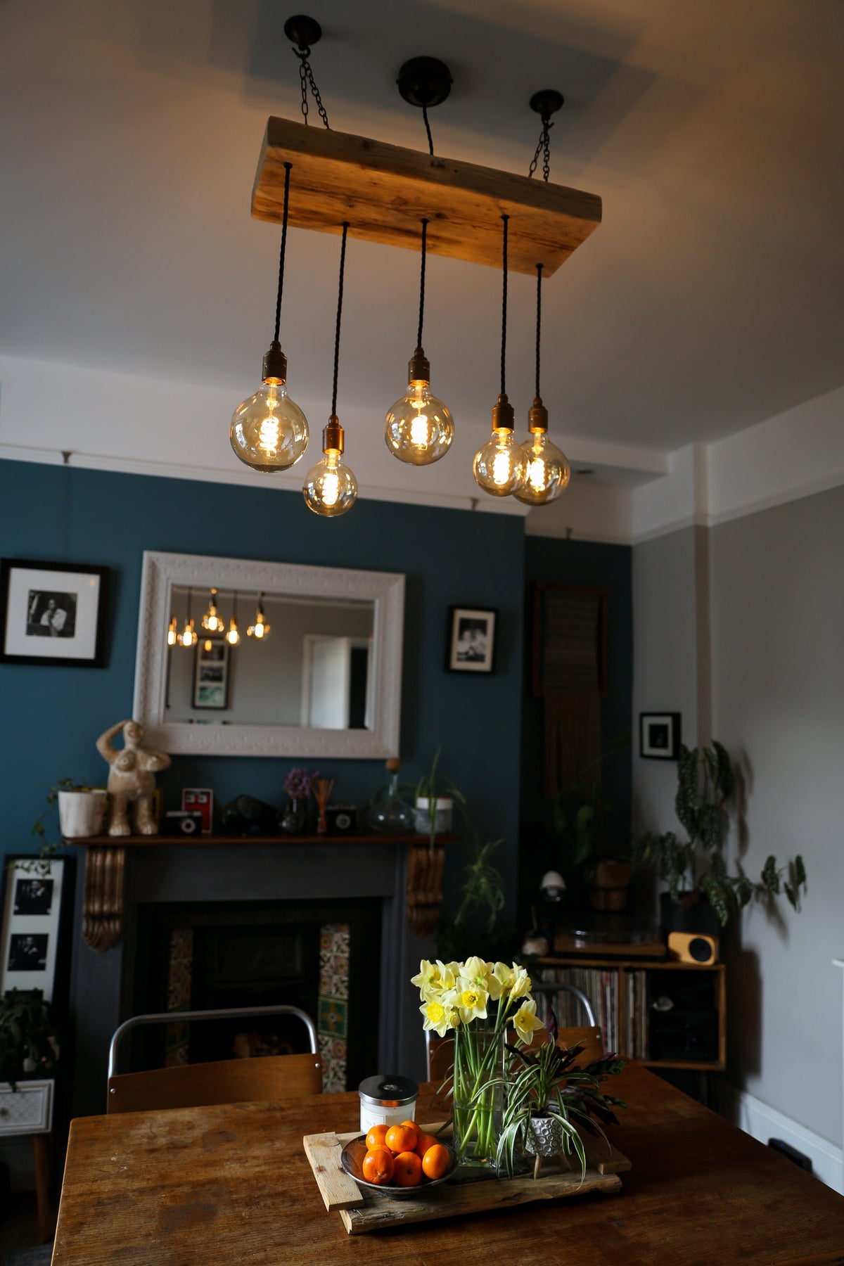 Wooden Beam Cluster Pendant Light | Reclaimed Kitchen Island &amp; Dining Lighting UK