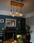 Wooden Beam Cluster Pendant Light | Reclaimed Kitchen Island & Dining Lighting UK