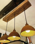 Oak Beam Chandelier with Industrial Shades | Kitchen Island & Task Lighting UK