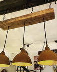 Oak Beam Chandelier with Industrial Shades | Kitchen Island & Task Lighting UK