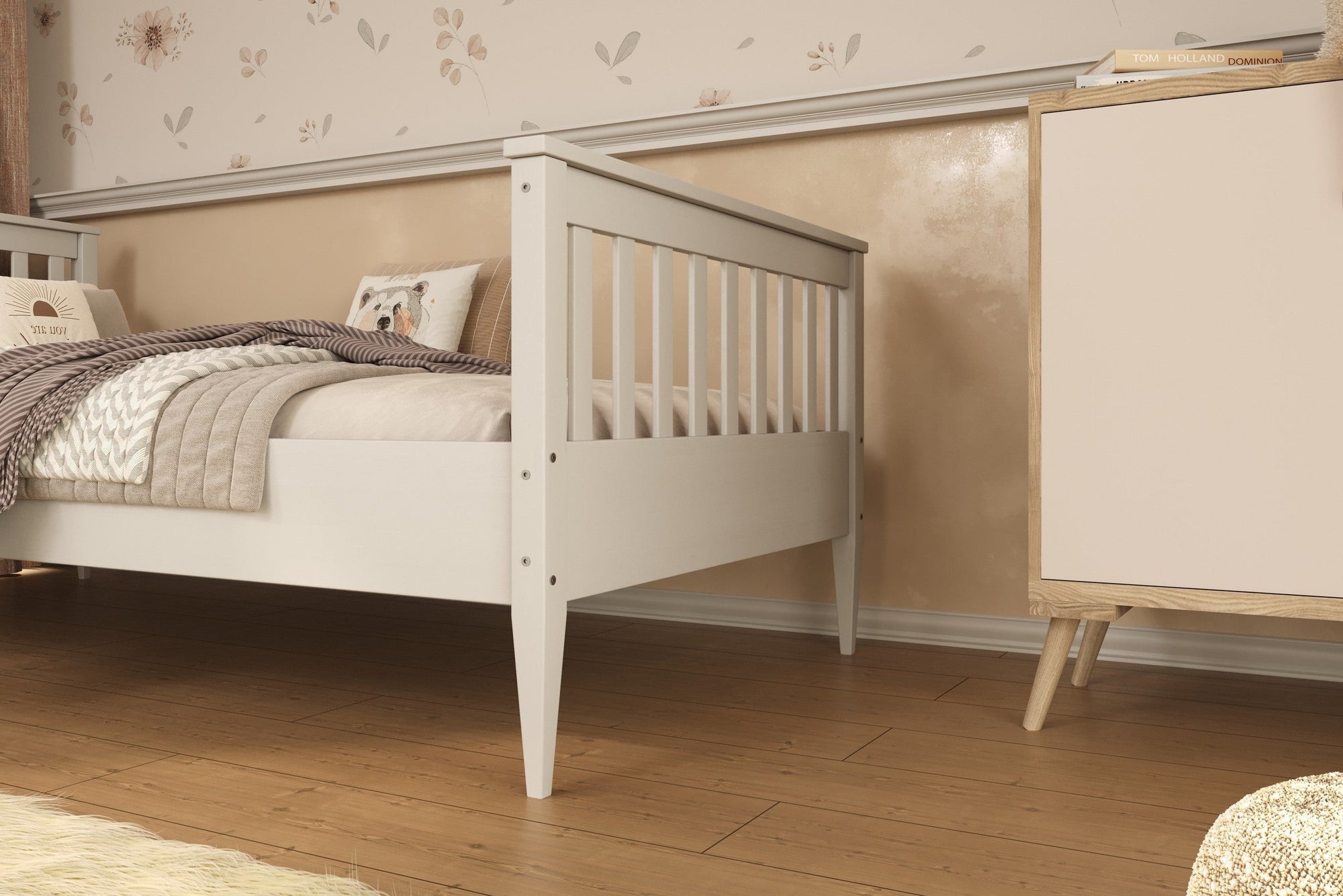 Wooden Bed with Solid Pine Frame