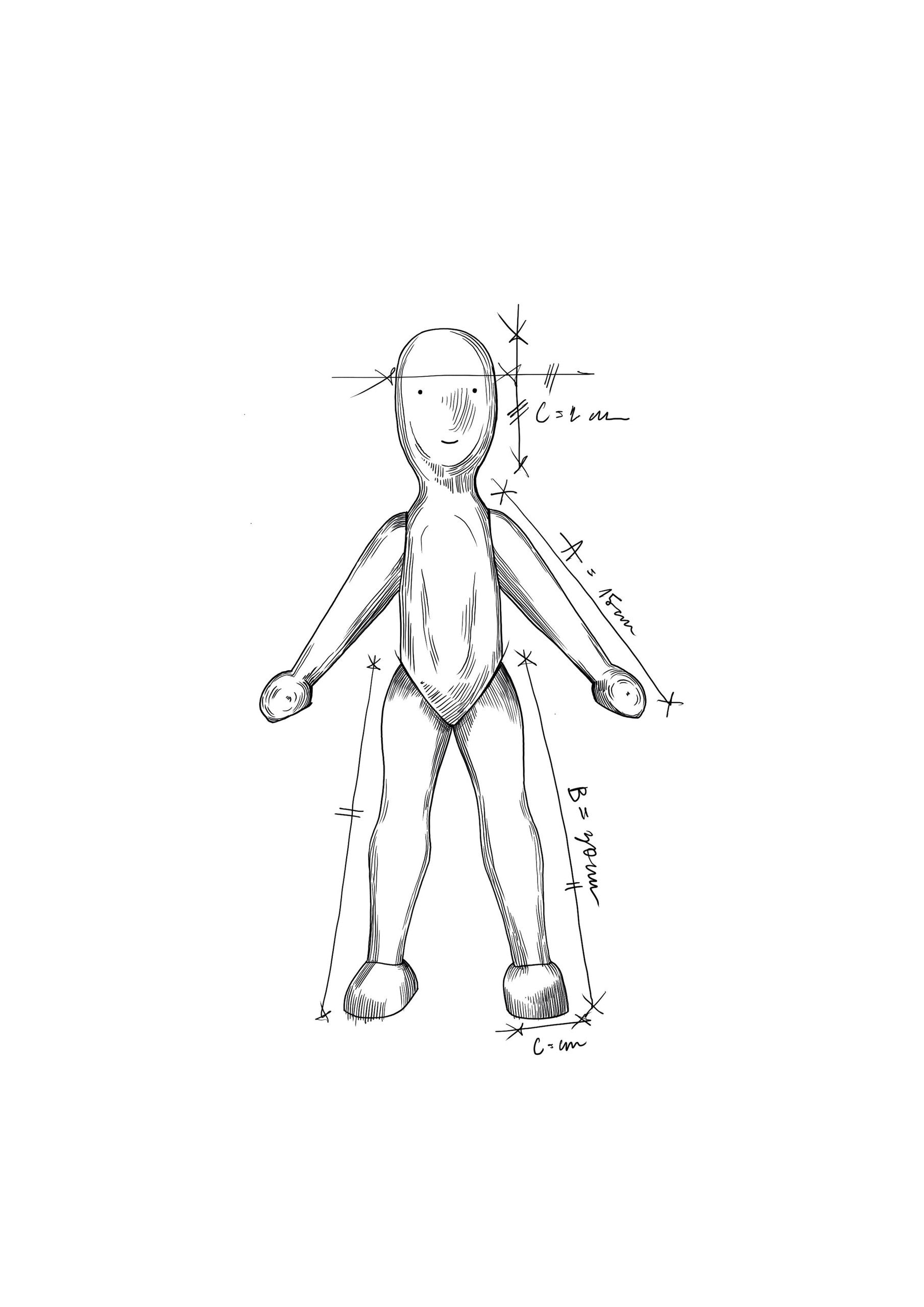 Wooden Walnut Doll with Movable Arms and Pants