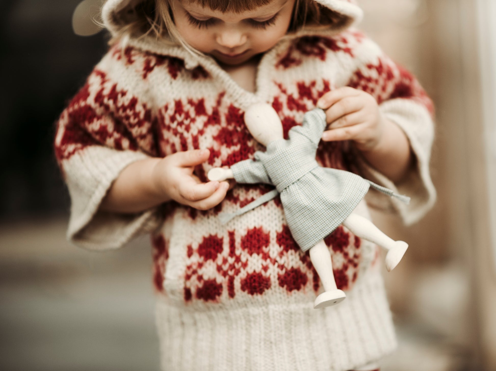 Wooden Beech Doll with Soft Dress