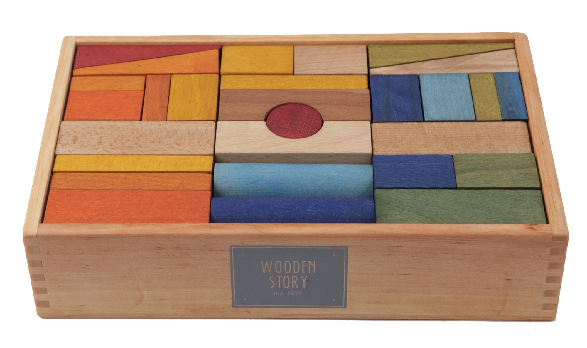 Colourful Wooden Building Blocks Set 63 Pieces