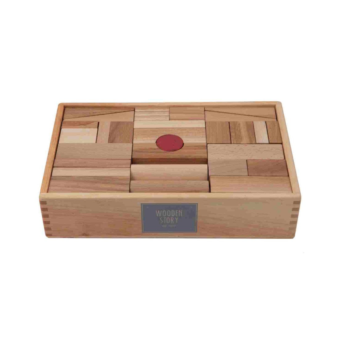 Natural Wooden Building Blocks Set with Storage Box