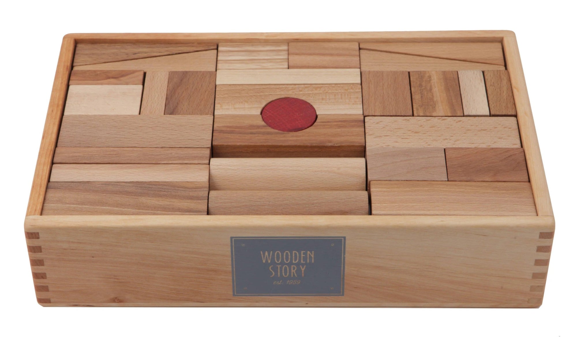 Wooden Story - Eco-Friendly Wooden Blocks Set for Creative Play - 63 Pieces with Storage Box by Wooden Story at www.brixbailey.com