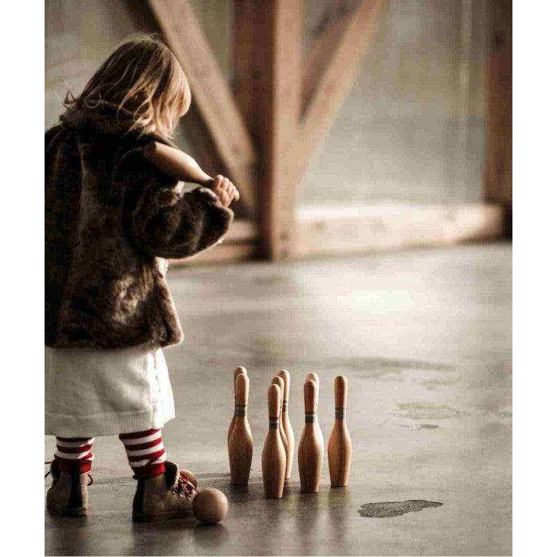Wooden Bowling Set Natural Finish