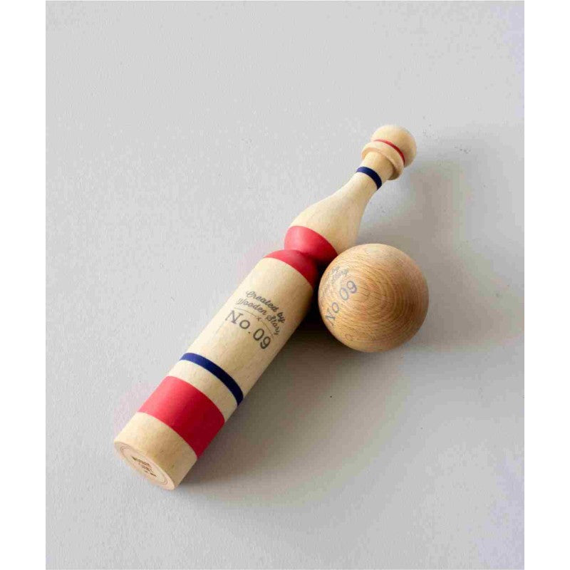 Wooden Bowling Set Painted in Red