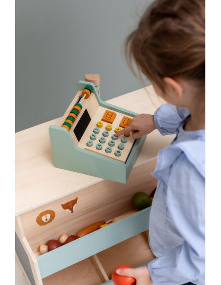 Wooden Cash Register for Kids – Fun &amp; Educational Toy by Trixie Baby at brixbailey.com